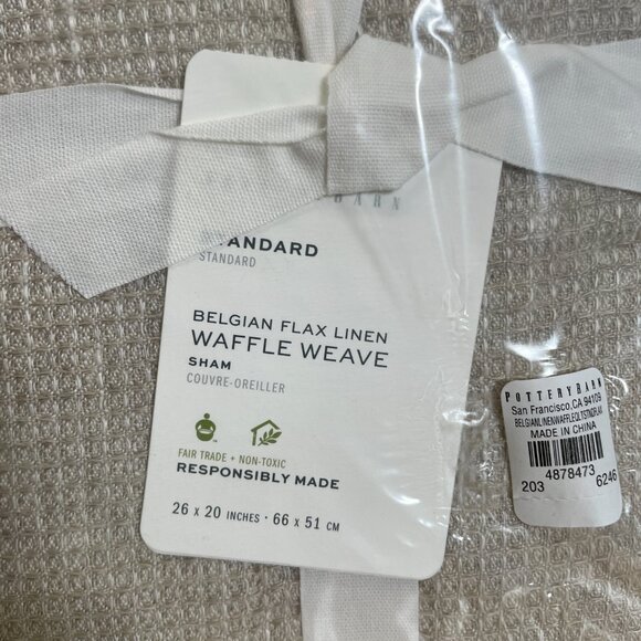 Pottery Barn Belgian Flax Linen WAFFLE WEAVE Standard Pillow Shams Set of 2 - Picture 2 of 4
